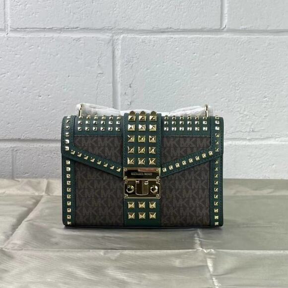 Michael Kors Rose 35F1GX0L2B Medium Flap Shldr Messenger Bag In Racing Green - Picture 1 of 6